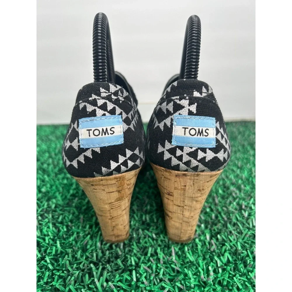 TOMS Tribal Cork Wedge‎ Sandals Peep Toe Size 8.5 Boho